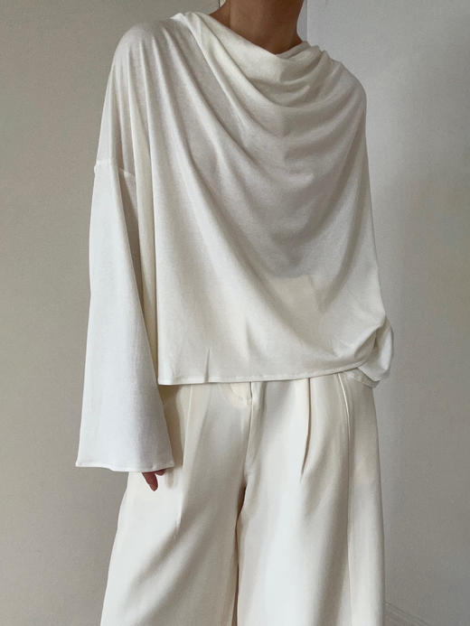 DONSEE10｜白色荡领天丝羊毛长袖 DS10SS2423 商品图3