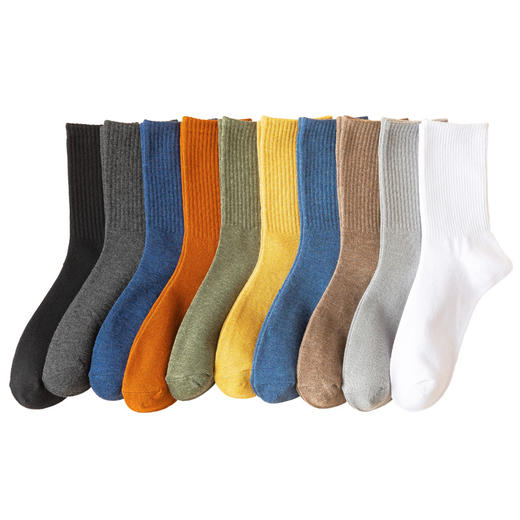 秋季新款 精梳棉袜子男 中筒袜 秋冬季薄款长袜 透气吸汗 纯色运动袜ins潮流长筒棉袜 商品图4