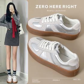 ZHR则则厚底轻便德训鞋2024春秋款ins百搭休闲鞋圆头软底耐磨女鞋