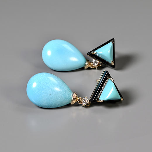 20世纪绿松石+黑玛瑙耳环 商品图5