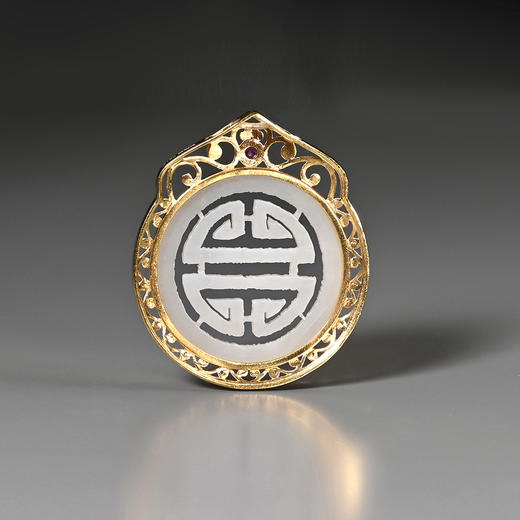 清代和田白玉团寿纹佩项坠 商品图1