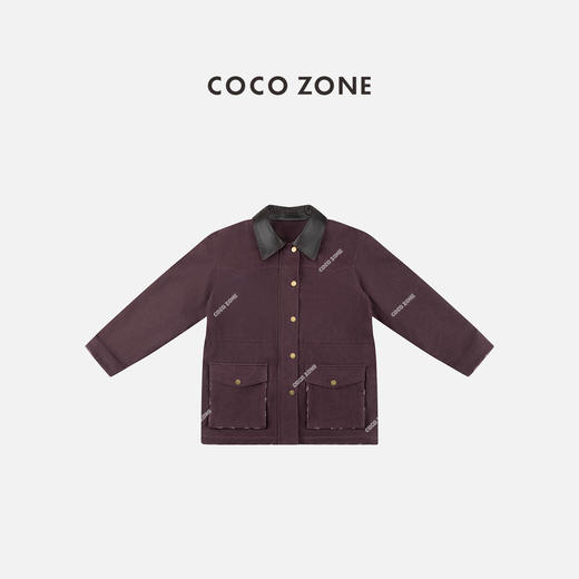 COCO ZONE 设计感翻领拼接外套复古百搭拉链上衣CC1C2118 商品图6