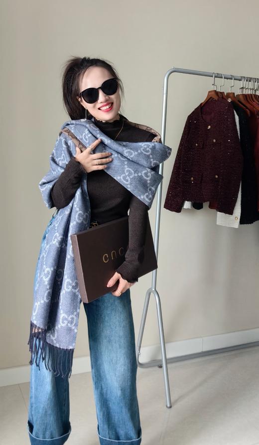 G家牛仔色双面羊绒羊毛围巾盒装 商品图5