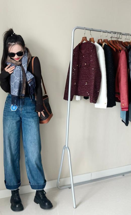 G家牛仔色双面羊绒羊毛围巾盒装 商品图3