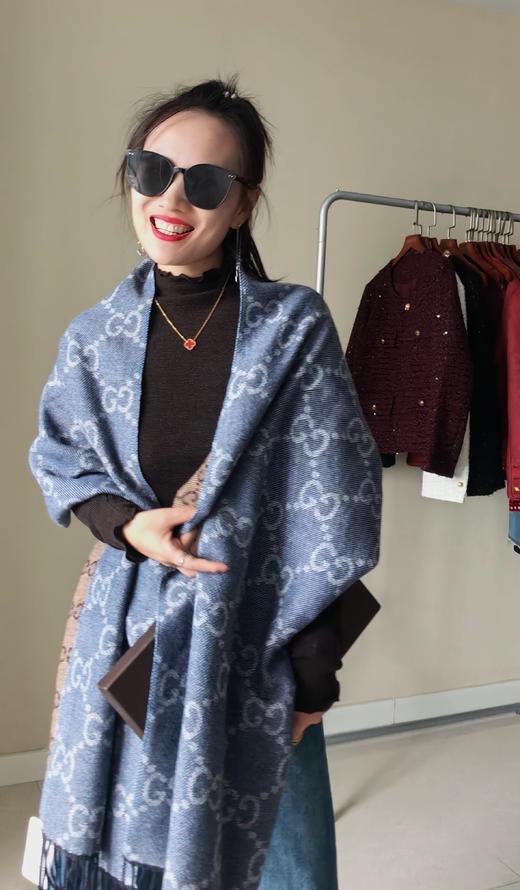 G家牛仔色双面羊绒羊毛围巾盒装 商品图8