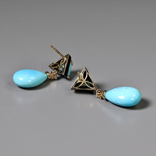 20世纪绿松石+黑玛瑙耳环 商品图3