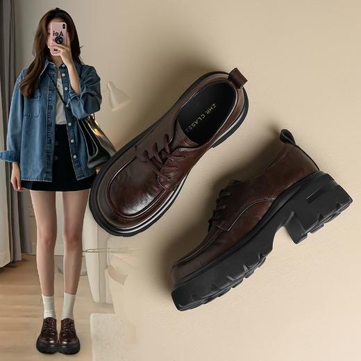 ZHR则则日系复古小皮鞋2024新款厚底单鞋英伦系带乐福鞋百搭女鞋 商品图1