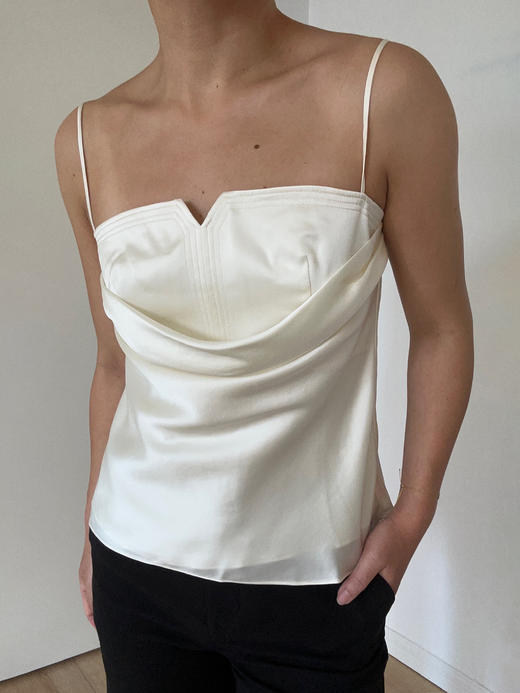 DONSEE10｜白色拼接垂褶吊带 DS10SS2410 商品图3