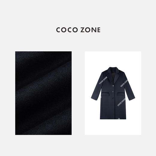 COCO ZONE 绵羊毛山羊绒气质翻领长款呢子外套CC2C1845 商品图2