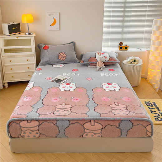 【冬日有我，暖进你的心窝窝~】双面雪花绒床笠三件套 加厚牛奶绒 单床罩席梦思保护套 宝宝绒棕垫罩-QQ 商品图9