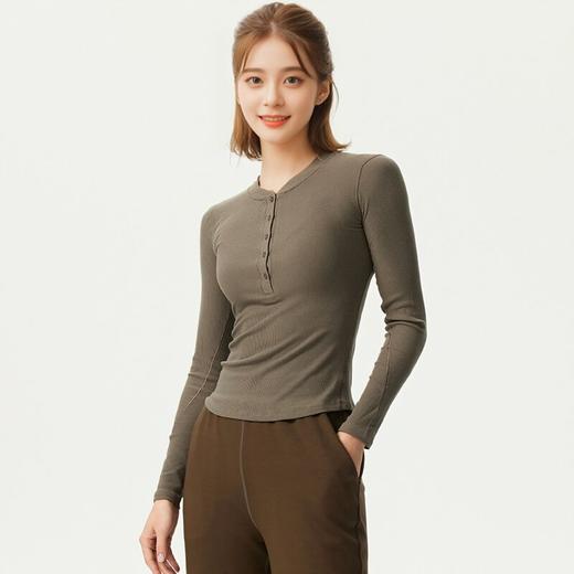 哈瓦塔秋冬（纽扣）瑜伽高弹运动长袖衫H340149 商品图8