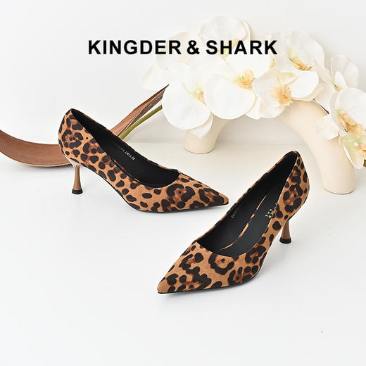 经典鲨2024年秋季新款优雅尖头复古豹纹浅口气质细高跟鞋女KW198-D37211 商品图0