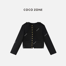 COCO ZONE 秋季设计感排扣外套气质圆领百搭上衣CC2C1397