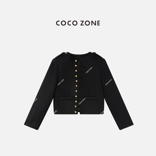 COCO ZONE 秋季设计感排扣外套气质圆领百搭上衣CC2C1397 商品图0