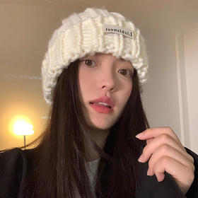 【毛线针织保暖护耳，韩版百搭冷帽，显脸小堆堆帽】大头围帽子冬款 女生显脸小毛线帽 保暖护耳针织帽 韩版百搭冷帽堆堆帽 冬天月子帽-QQ