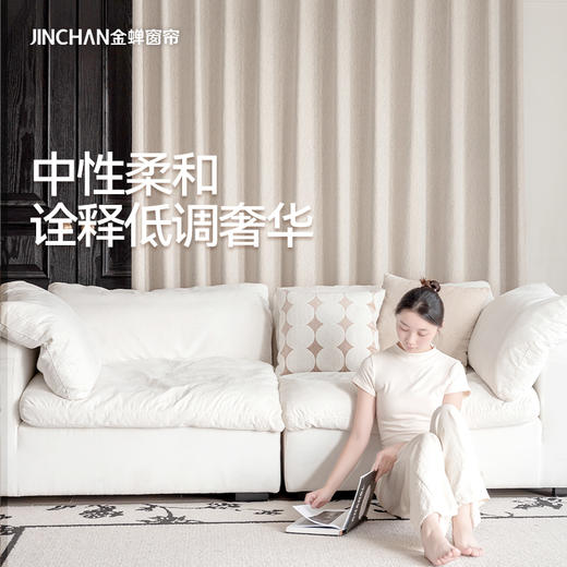 【沁园春雪】金蝉麻感提花中古风窗帘 商品图0