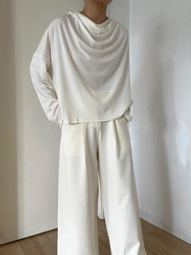 DONSEE10｜白色荡领天丝羊毛长袖 DS10SS2423