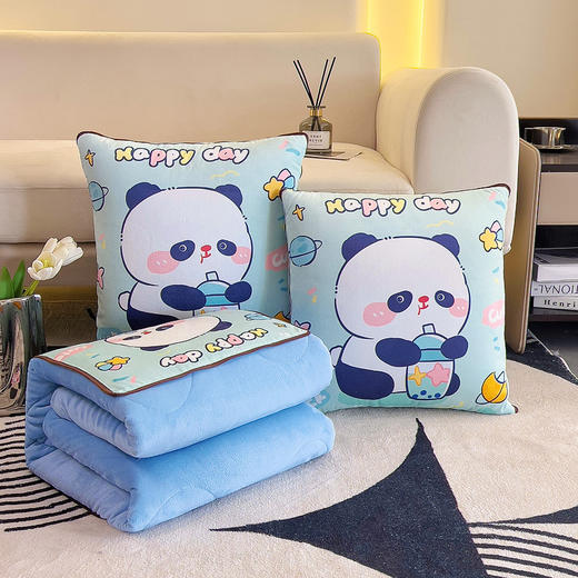 冬季加绒加厚【全绒水晶绒抱枕被抱枕二合一】卧室车载靠垫 办公室午睡毛毯 商品图3