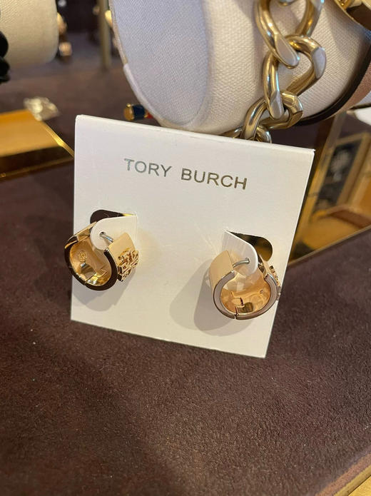 清囤货¥389🇺🇸✈️Tory Burch🌟TB经典款双T logo耳钉/宽版耳钉，简单百搭，金色 商品图4