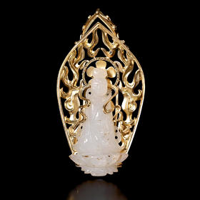 明代和田白玉观音“十亿光炎”项坠