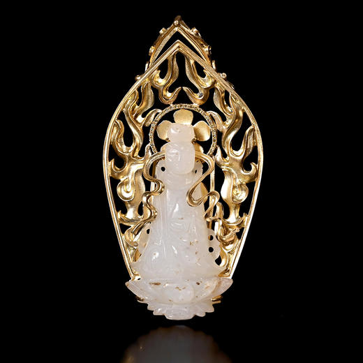 明代和田白玉观音“十亿光炎”项坠 商品图0