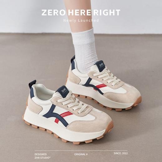 ZHR则则真皮阿甘鞋厚底增高老爹鞋2024新款软底防滑运动休闲女鞋 商品图0