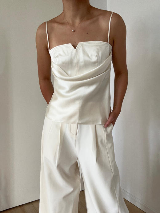 DONSEE10｜白色拼接垂褶吊带 DS10SS2410 商品图0