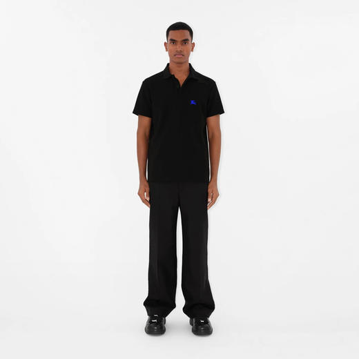 BURBERRY 巴宝莉 男士马术骑士刺绣徽标棉质短袖Polo衫 黑色 8084937 A1189 商品图1