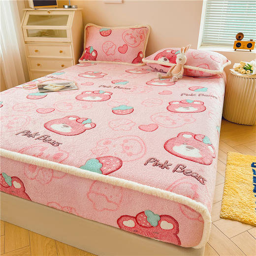 【冬日有我，暖进你的心窝窝~】双面雪花绒床笠三件套 加厚牛奶绒 单床罩席梦思保护套 宝宝绒棕垫罩-QQ 商品图1