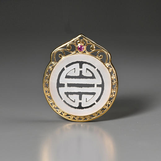 清代和田白玉团寿纹佩项坠 商品图0