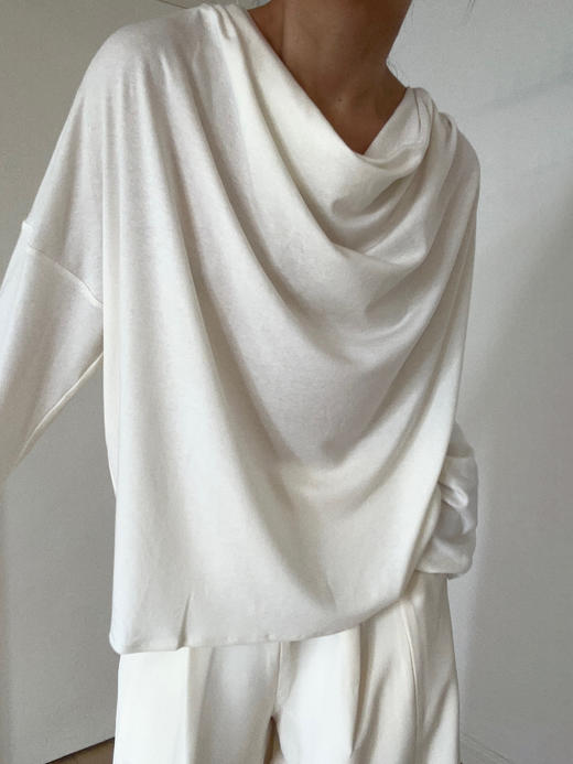 DONSEE10｜白色荡领天丝羊毛长袖 DS10SS2423 商品图4