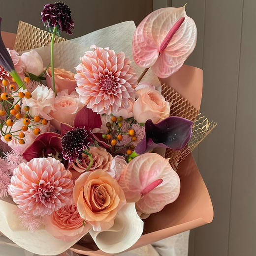《等秋风》秋日氛围感奶油桃子马蹄莲花束 商品图2