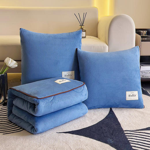 冬季加绒加厚【全绒水晶绒抱枕被抱枕二合一】卧室车载靠垫 办公室午睡毛毯 商品图0