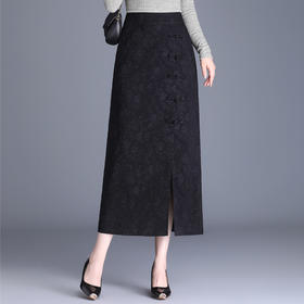 2024年秋款长款提花修身时尚国风半身裙高腰通勤洋气时髦直筒裙