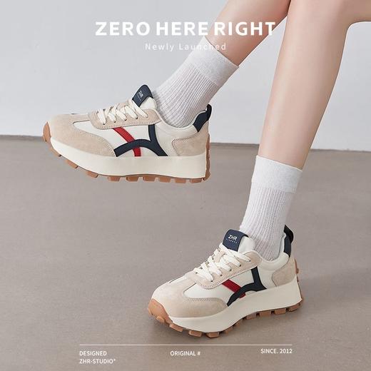 ZHR则则真皮阿甘鞋厚底增高老爹鞋2024新款软底防滑运动休闲女鞋 商品图9