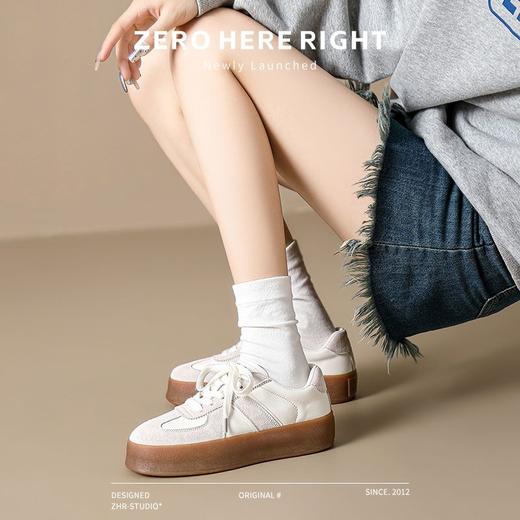 ZHR则则厚底轻便德训鞋2024春秋款ins百搭休闲鞋圆头软底耐磨女鞋 商品图8