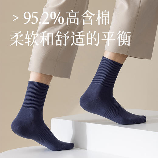 AAA级抗菌防臭袜子男 春秋款纯棉春款 中筒长袜男士 棉袜白色运动袜全棉防臭 袜子5双装 商品图2