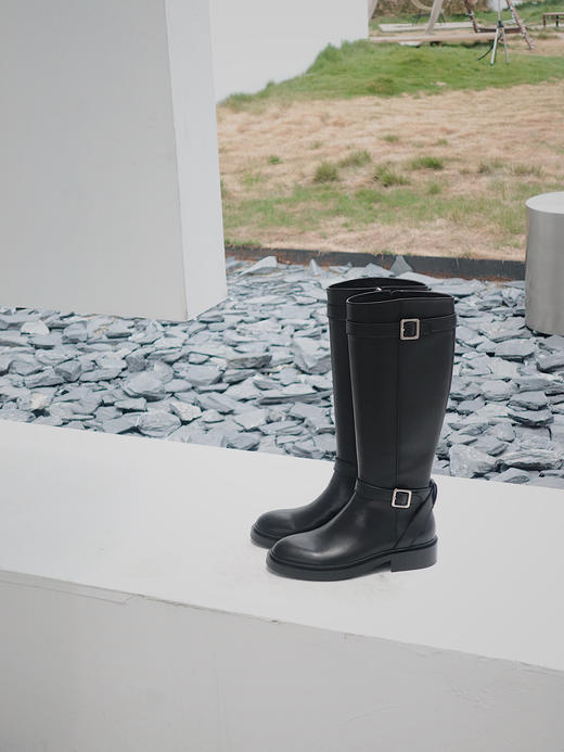 BIUCILI 「方圆」热巴同款 原创不过膝内拉链显瘦骑士长靴女 商品图2