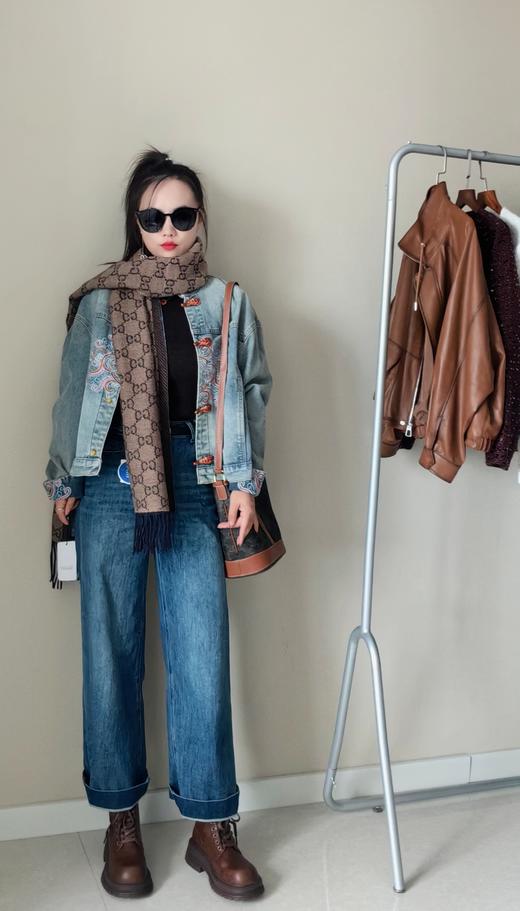 新款国风重磅刺绣祥云花牛仔外套 商品图9