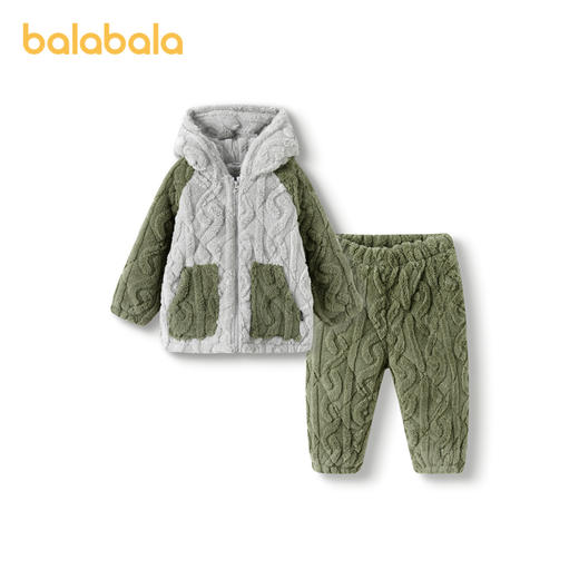 巴拉巴拉宝宝睡衣套装冬季加厚珊瑚绒男女童家居服加绒保暖可外出 商品图4