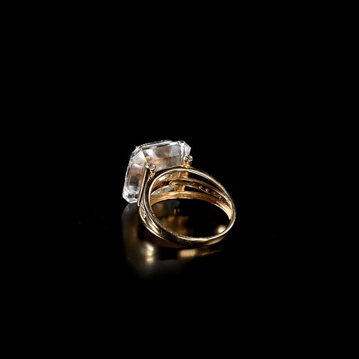 20世纪祖母绿+白水晶高台钻石戒指 商品图3