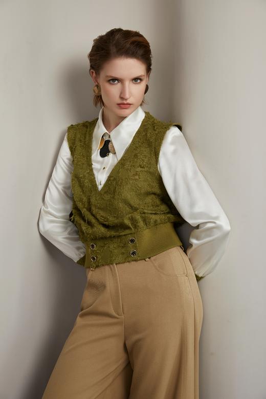 SAFICOO 时尚休闲 衬衫+马甲假两件式小衬衣 商品图1