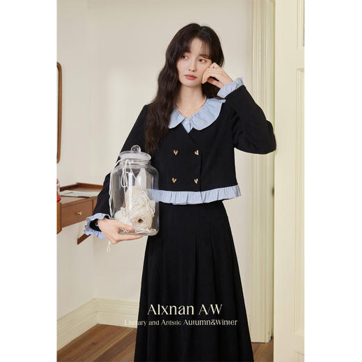 鹿向南「蓝色迷雾」学院风蓝边短外套DYL661290 商品图0