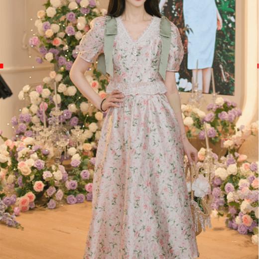 maxrieny 【彭彭echo*】2024年碎花大A字摆法式收腰伞裙中长款(货号:MS85SK039) 商品图2