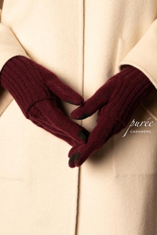 #1955 「SCREEN-TOUCHABLE FOLDABLE GLOVES」 98% CASHMERE 2% THUNDERON（导电纱） 可触屏可折叠羊绒手套 商品图2