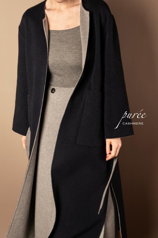 #0727「REVERSIBLE COLLARLESS COAT」 85% WOOL 15% CASHMERE 两面穿双色无领大衣 商品图9