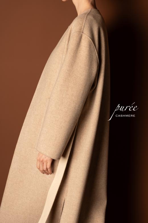 #0727「REVERSIBLE COLLARLESS COAT」 85% WOOL 15% CASHMERE 两面穿双色无领大衣 商品图2