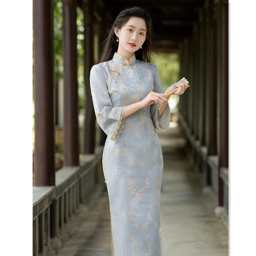 复古国风长款大袖，改良新中式日常可穿旗袍GX-35629 商品图1
