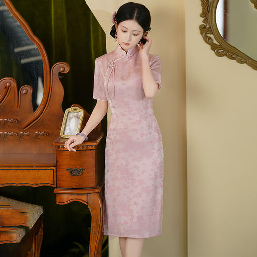 温婉复古民国风素雅旗袍，年轻款少女改良连衣裙BJS8143 商品图0