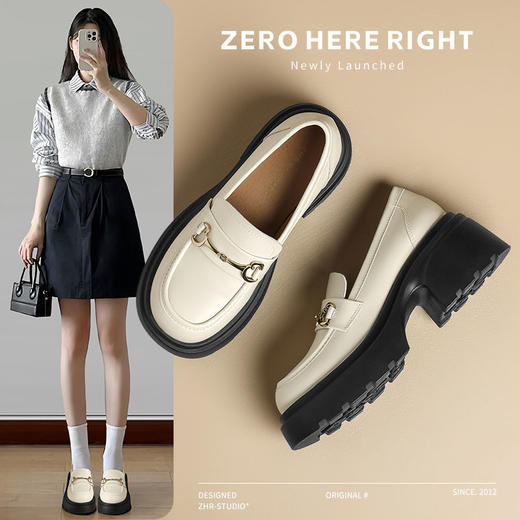 ZHR则则学院风厚底乐福鞋2024新款气质百搭一脚蹬单鞋小皮鞋女鞋 商品图0